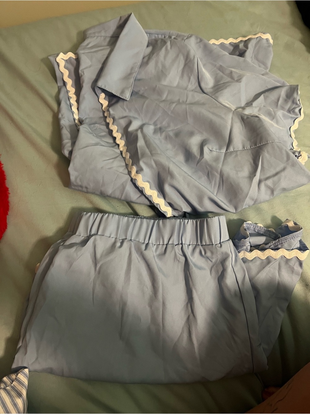 Light Blue Two-Piece Set with White Ric Rac Trim - Picture 2 of 2